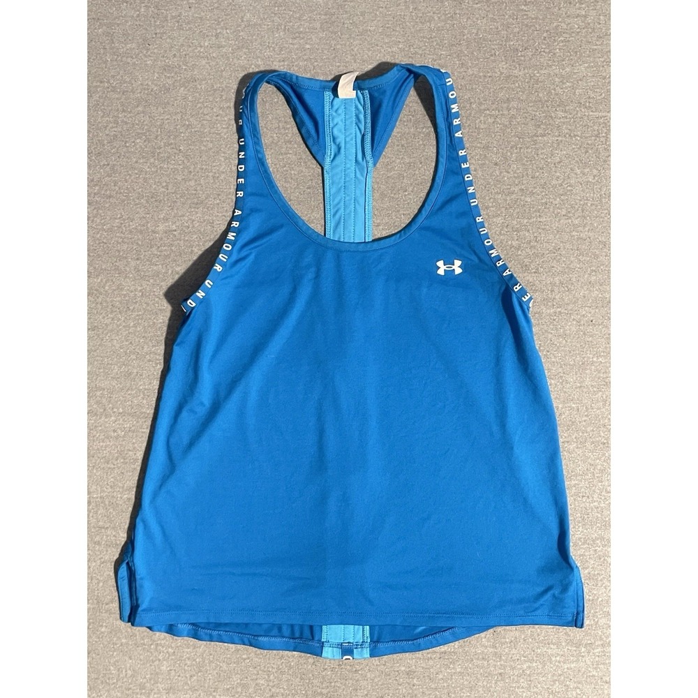 Under Armour Women's Racerback Tank Top Medium Blue Athletic Workout Training